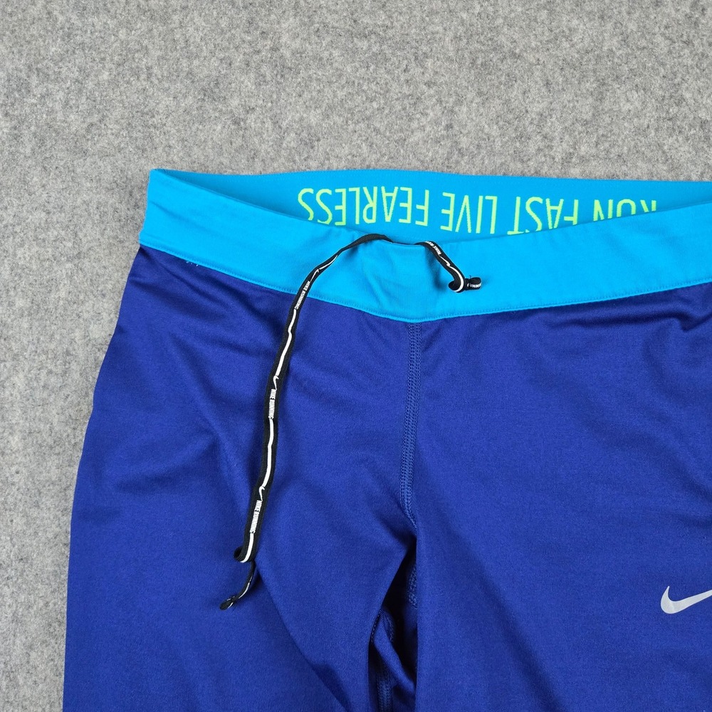 Nike Dri-FIT Running Leggings Womens Medium Blue Crop Capri Tight Activewear - Picture 3 of 11